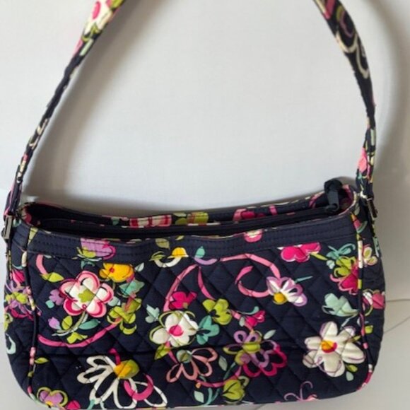 Vera Bradley Purse Shoulder Bag Retired Java Blue Cottagecore Quilted Floral - Picture 9 of 10